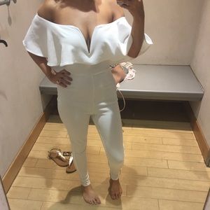White off shoulder jumpsuit